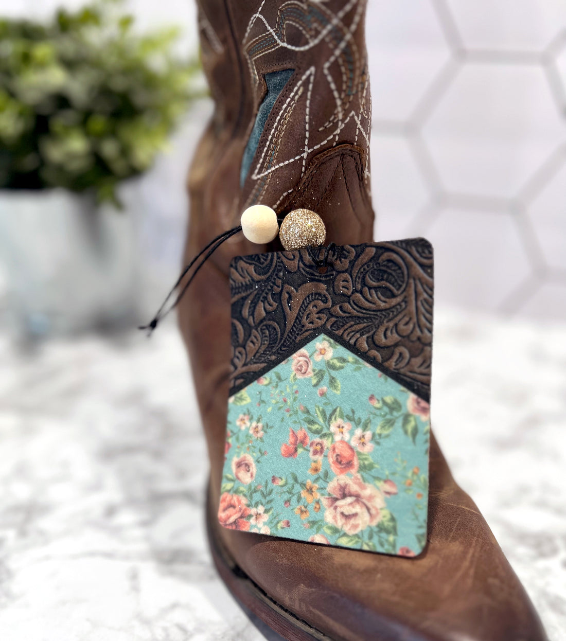 Leather Floral Car Freshie Reusable Car Air Freshner