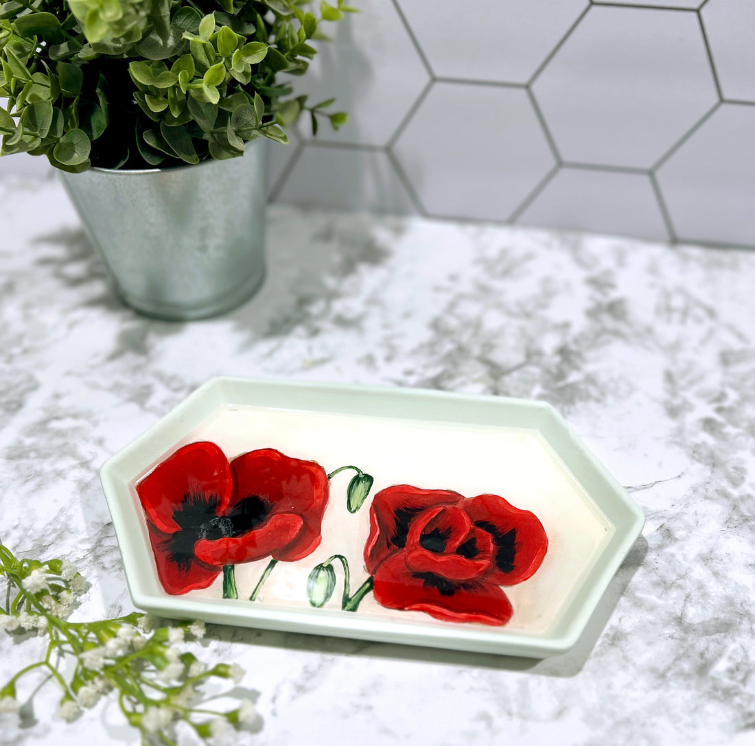 Hand Painted Floral Ceramic Dish