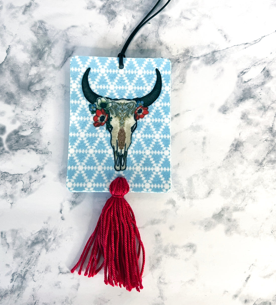 Red, White and Bull Reusable Felt Car Freshie