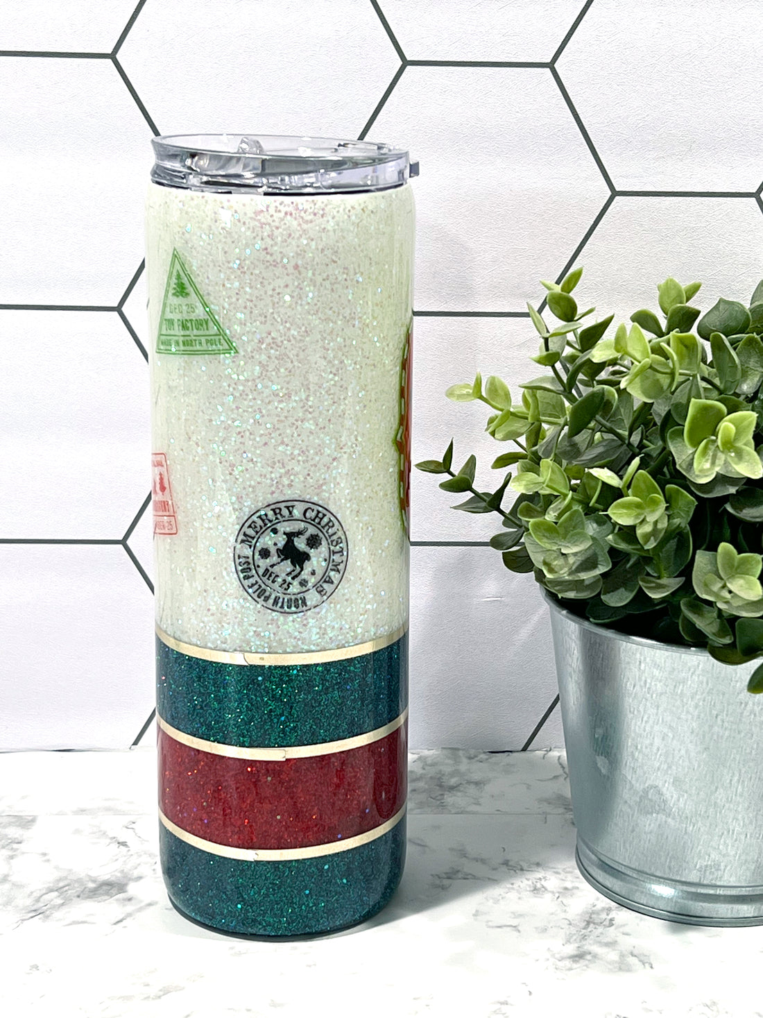 Back of 30oz Santas Workshop Tumbler
