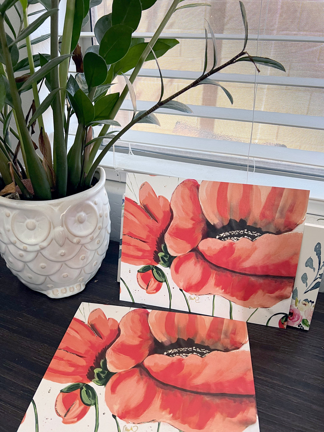 Abstract art print of an original painting of poppies