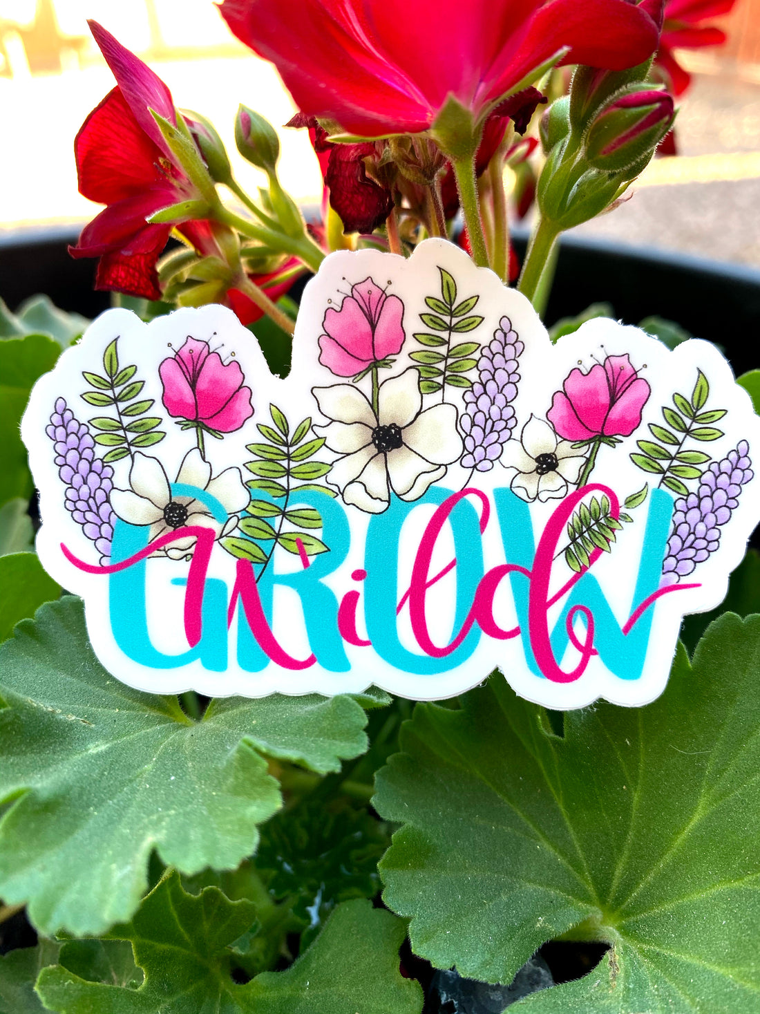 Grow Wild Inspirational Sticker Floral