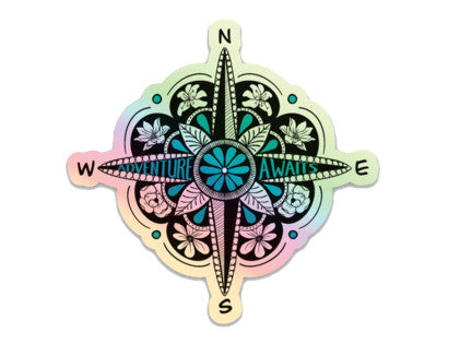 Adventure Awaits Holographic Sticker